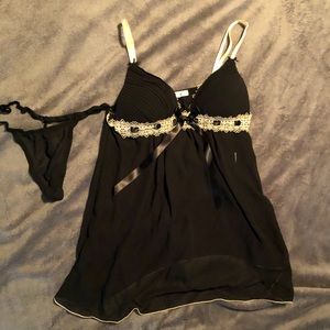 Black and cream lace babydoll lingerie